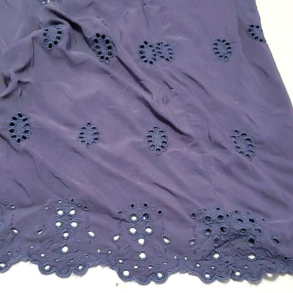 Blue Gray Boho Romantic Eyelet Fitted Waist Longline Duster Cardigan - Picture 10 of 11